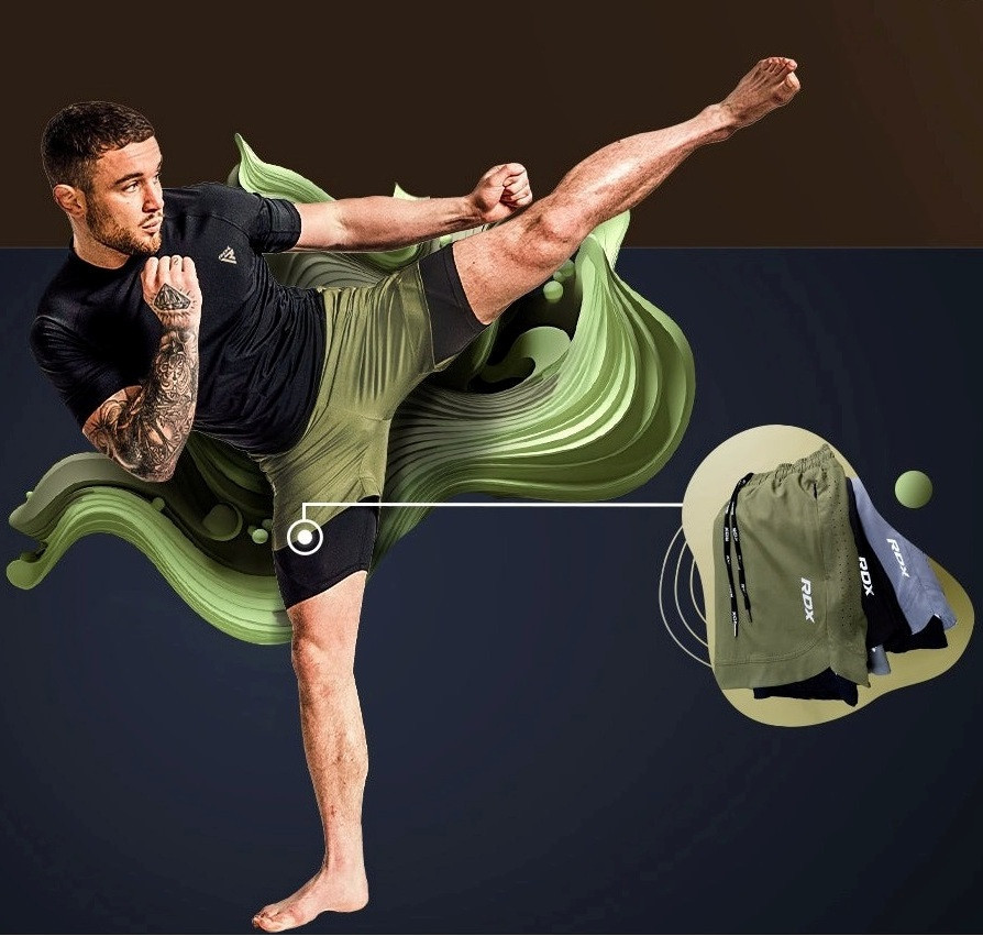 Компресійні шорти для RDX MMA T16 2-в-1 GREN/BLACK-S Каменское - изображение 8