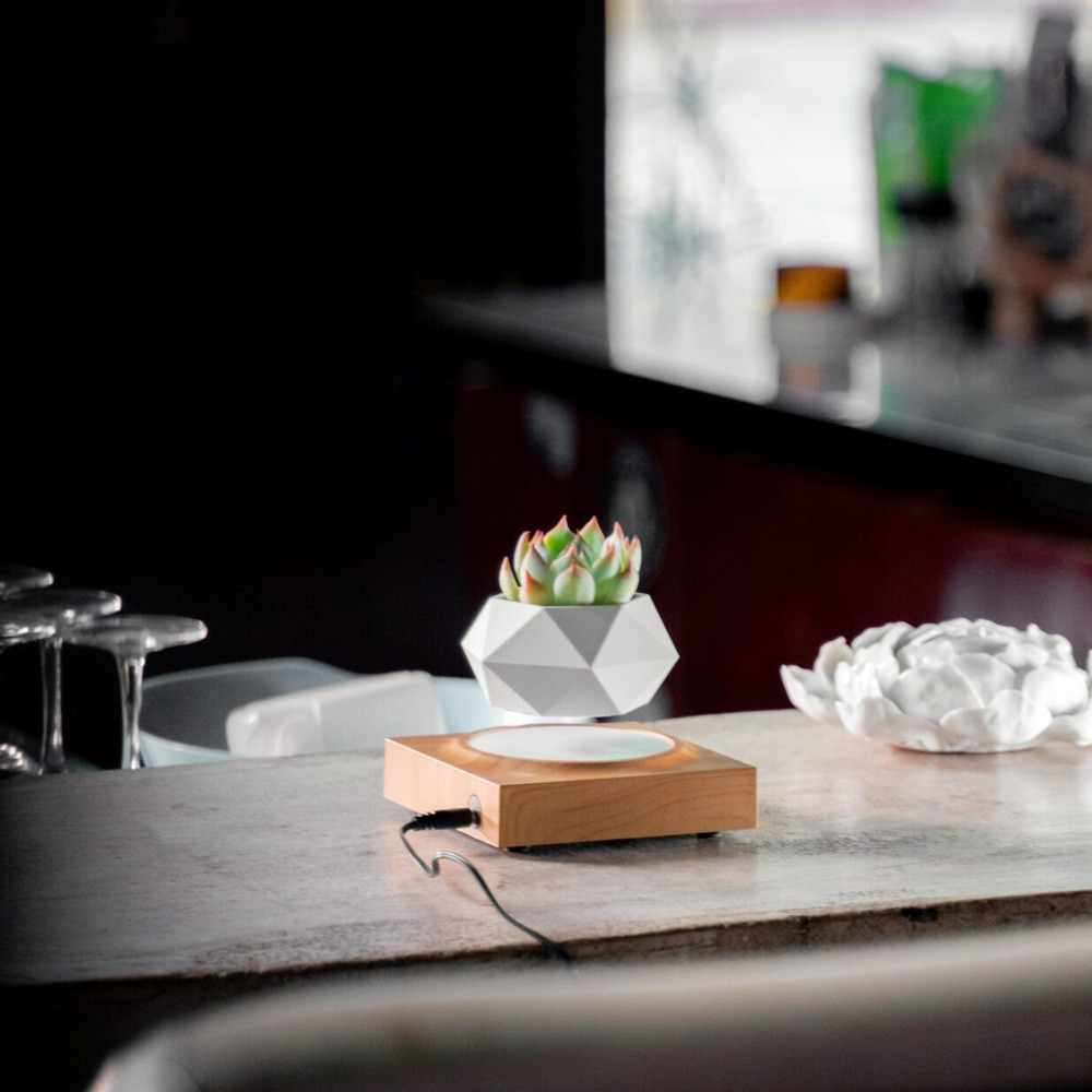 Магнітний левітаційний горщик для рослин HCNT Magnetic Levitating Pot M10-FP  Wood Grain Київ - фото 4