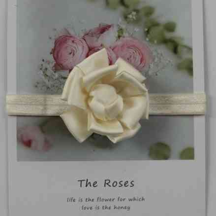 Пов'язка для дитини бежева - квітка 7см, розмір універсальний (на резинці) Київ