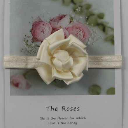 Пов'язка для дитини бежева - квітка 7см, розмір універсальний (на резинці) Київ - фото 1