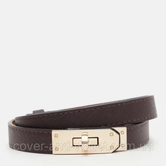 Стильный тонкий женский ремень в коричневом цвете в стиле Hermes 20 мм Puos Киев