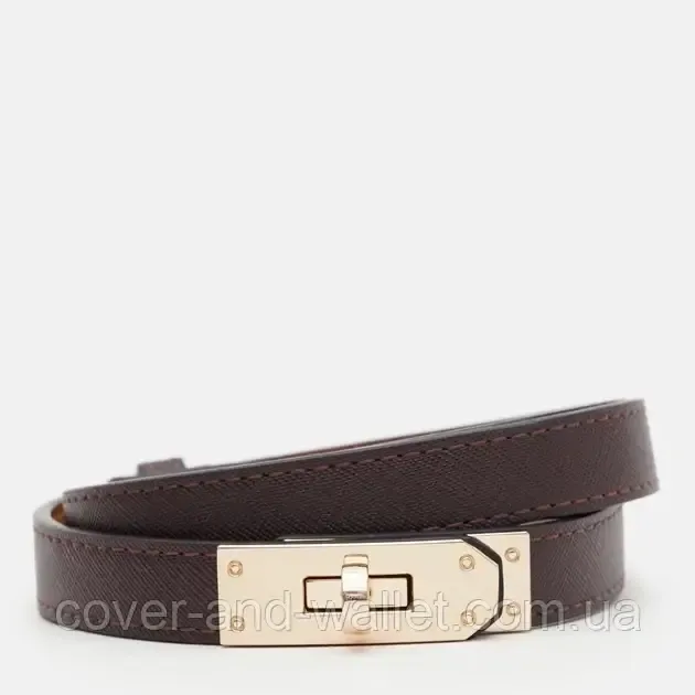 Стильный тонкий женский ремень в коричневом цвете в стиле Hermes 20 мм Puos Киев - изображение 3