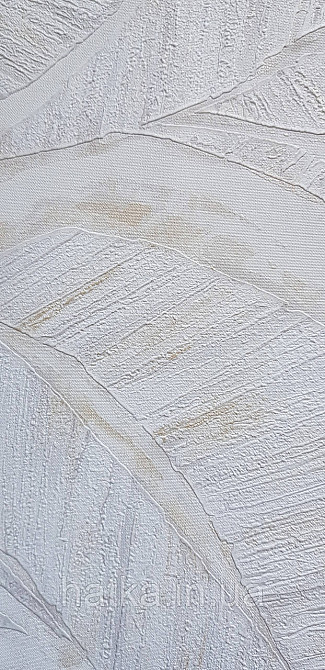 Шпалери вінілові на флізеліновій основі Rasch Ascona 1.06х10 листя структурні білі зі сріблом золотом Київ - фото 4