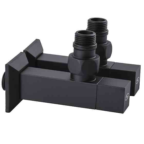 Набір Кран напівоборотний кутовий з американкою SOLOMON LUX 1/2″ CUBE BLACK 8888 (1уп) (000021912) Київ
