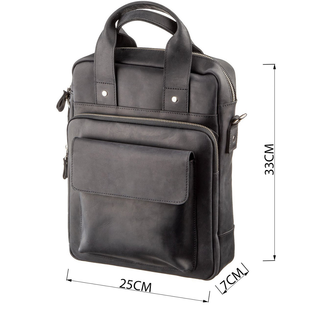 Мужская сумка вертикальная SHVIGEL 11169 под А4 матовая Черная Киев - изображение 5