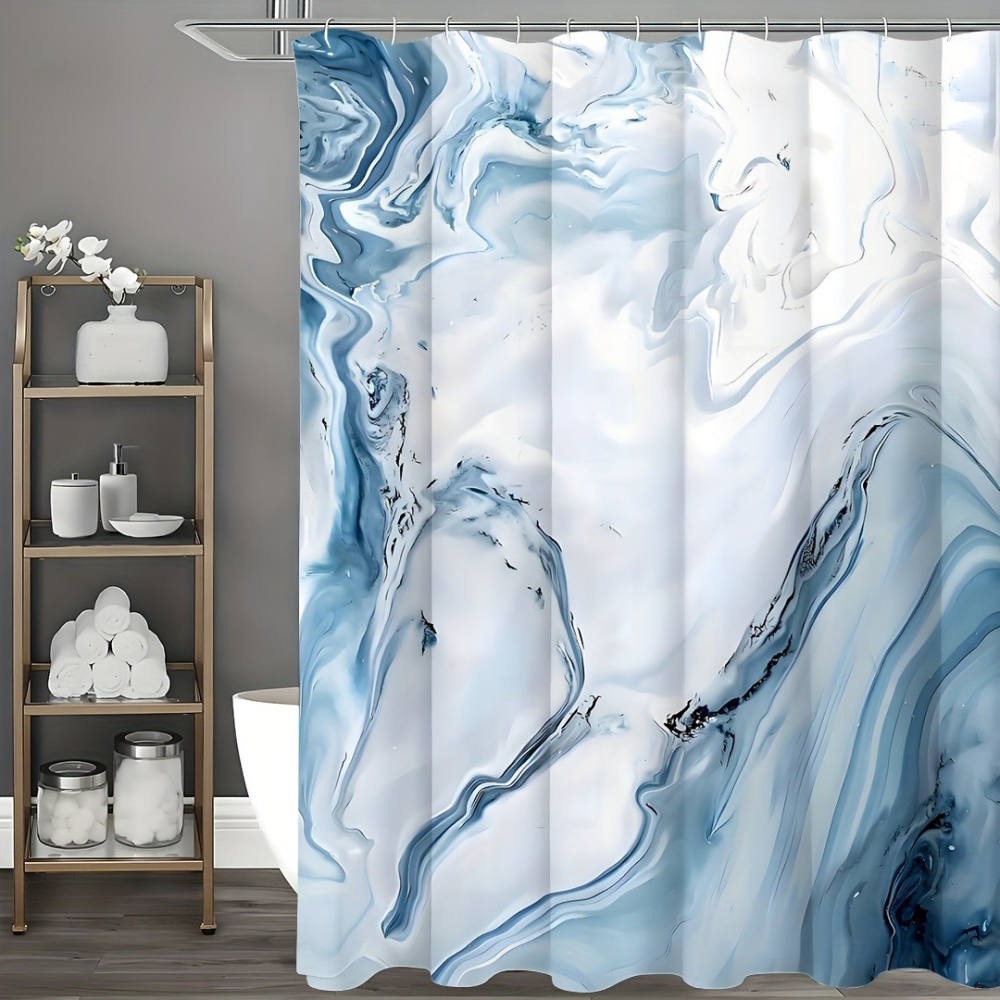 Шторка для ванны из полиэстера водонепроницаемая Bathlux 180x180 см с кольцами, занавеска для ванной комнаты Каменец-Подольский - изображение 1