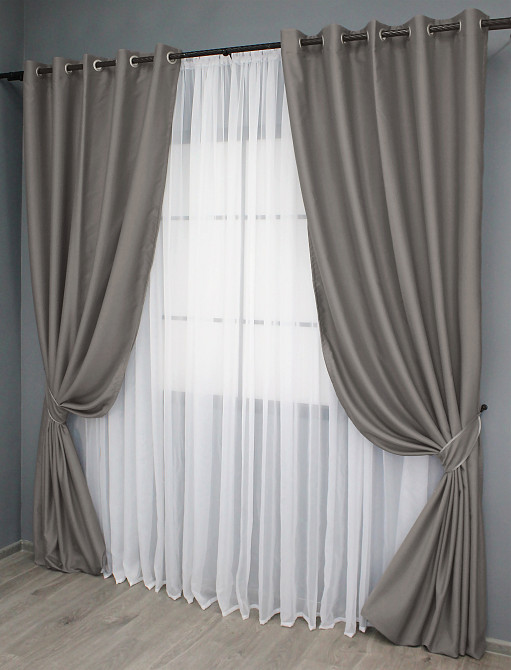 Комплект штор на люверсах VR-Textil Midnight № 1228ш 150х270 см 2 шт Сірий (37-0137) Київ - фото 11