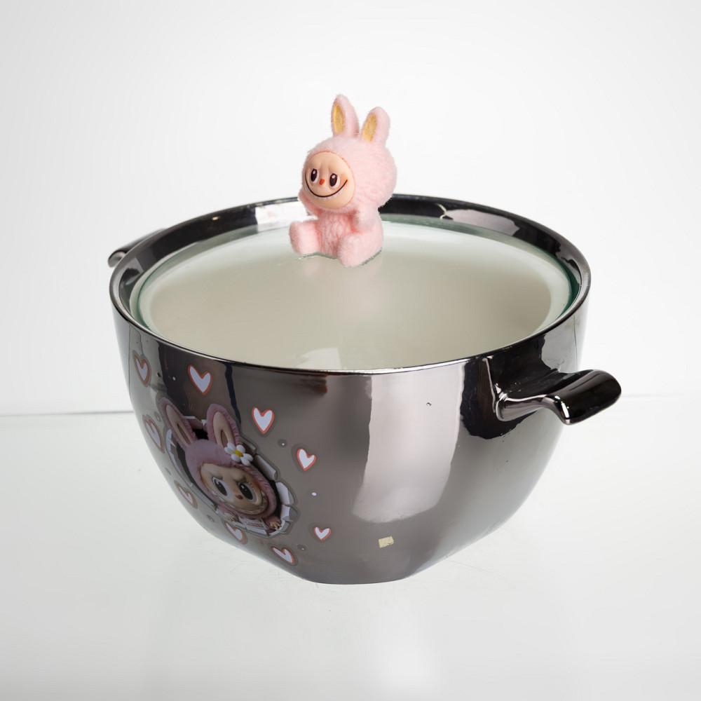 Yiwu Бульйонниця порцелянова Labubu з кришкою та ручками 800 (мл) Ø15 (см) дитяча тарілка для с Коломия - фото 3