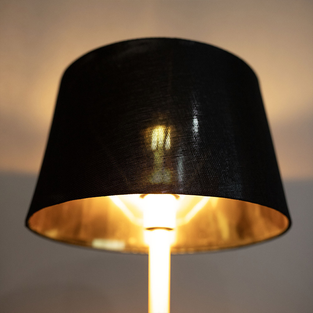 Торшер MSK Electric з чорним плафоном із тканини під лампу Е27 із золотою основою NL 3621 GD+BK Одеса - фото 7