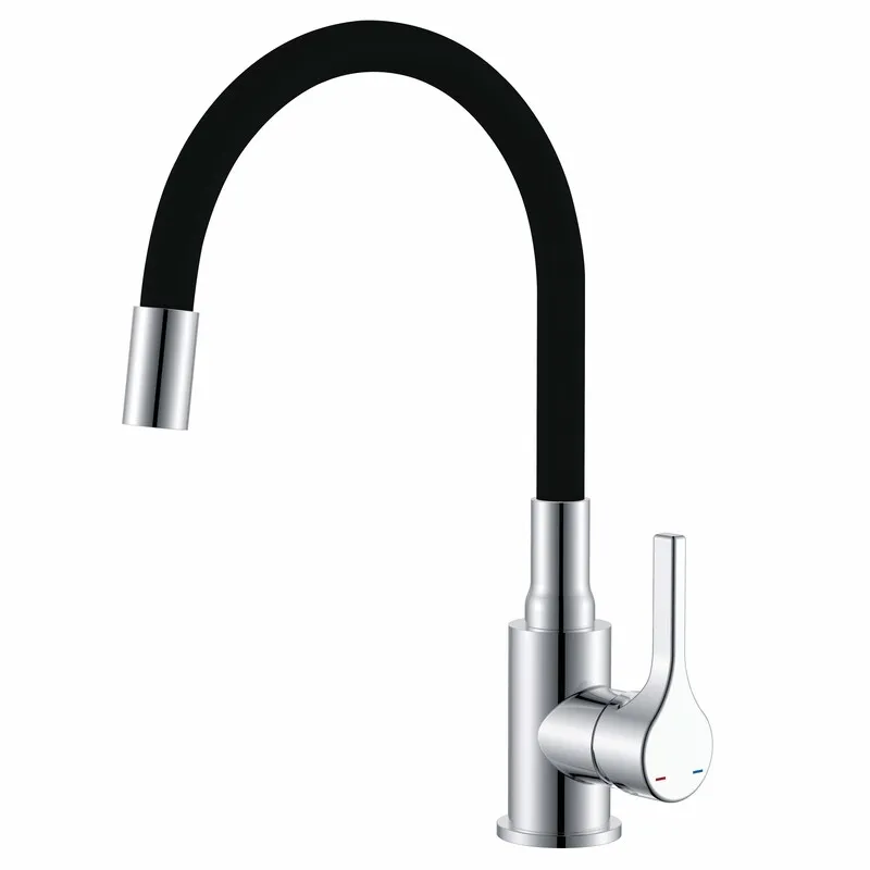 Змішувач для кухні Zerix Rex-011 Chrome Refl.Black з нержавіючої сталі (Колір хром+силіконовий вилив чорний) (ZX6127)   ( 27162 ) Харків - фото 1