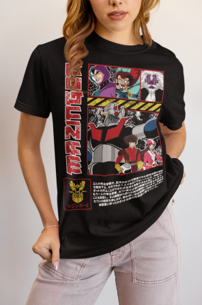 Футболка для хлопчика з аніме принтом Мазінгер З Аніме Коол оверсайз (зріст від 165 до 180) Чорний AnimeJ0649m Дніпро