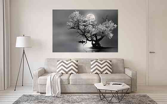 Картина холст у вітальню / спальню Дерево в місяці     MLP_23  ( 60х30см ) 60x100 см Київ