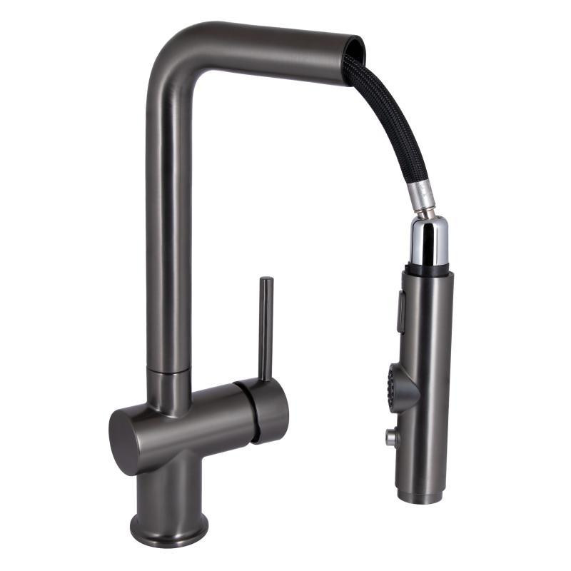 Смеситель для кухни Qtap Rozcesti с выдвижным изливом и подключением к фильтру QTROZ367GMB45942 графит Киев - изображение 3