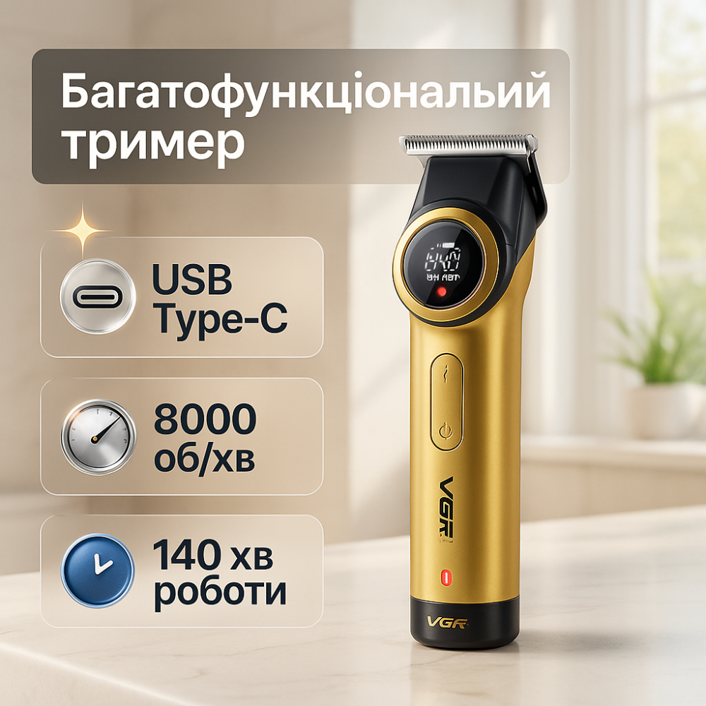 Машинка для стрижки головы VGR 2 в 1 V-977 V-377, Профессиональная машинка для стрижки волос и бороды AJ-22 Львов - изображение 20