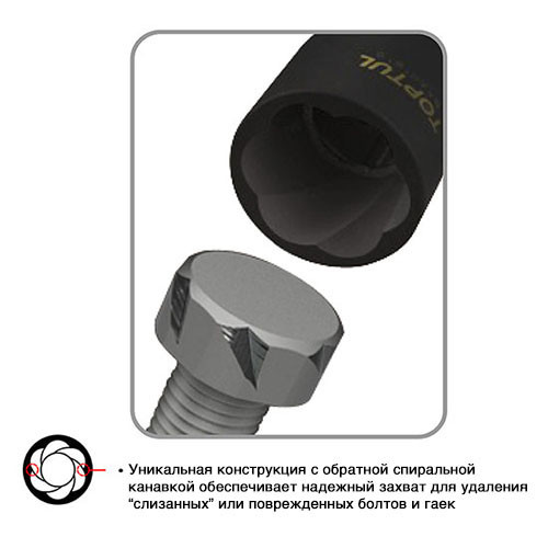 Головка-екстрактор для пошкоджених болтів 1/2" 24мм TOPTUL BAAK1624 Одеса - фото 2