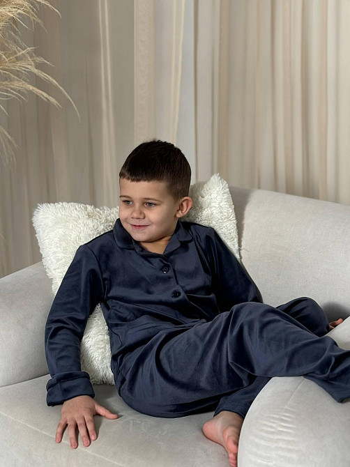 Дитяча велюрова тепла піжама дві кишені Графітовий ч/к 134-140 Харків - фото 4