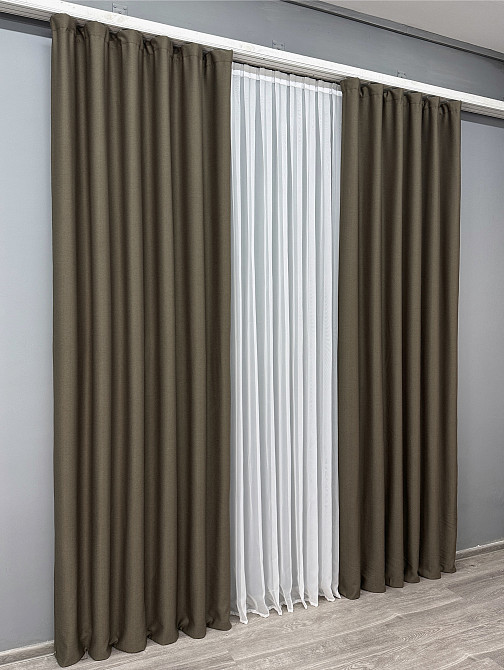 Комплект готових штор VR-Textil Шеніл однотонний № 1591ш Кавовий 150х270 см 2 шт (33-0556) Київ - фото 4
