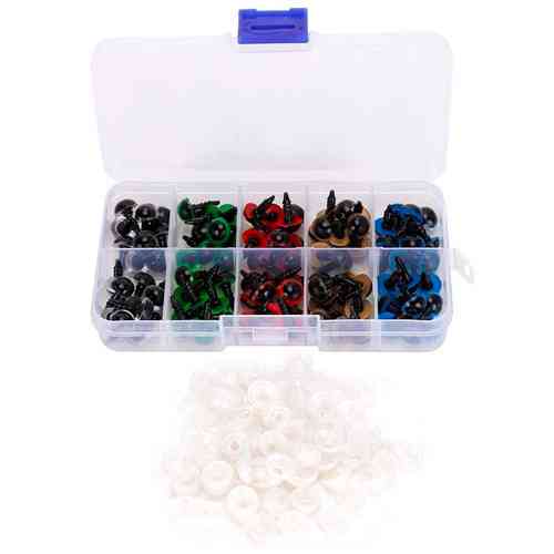 Винтовые глазки для игрушек 8мм набор 100шт 5 цветов с фиксатором пластиковые для рукоделия Киев