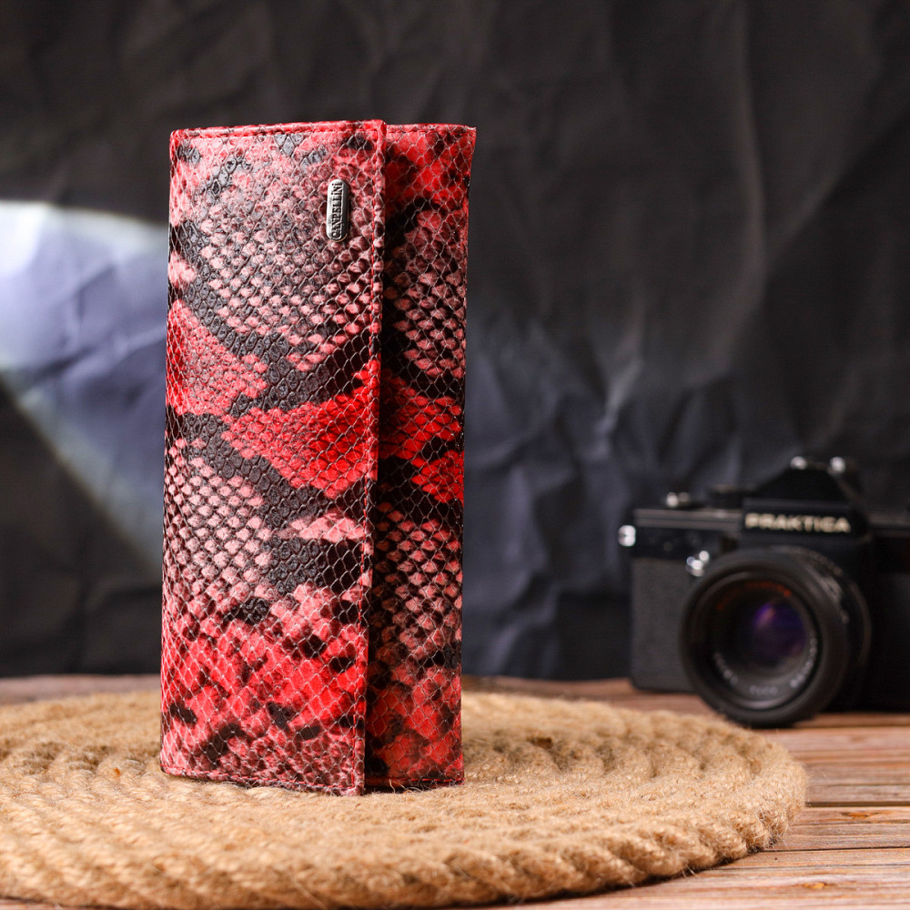 Яскравий жіночий гаманець з натуральної фактурної шкіри з тисненням під змію CANPELLINI 21627 Різнокольоровий Київ - фото 8