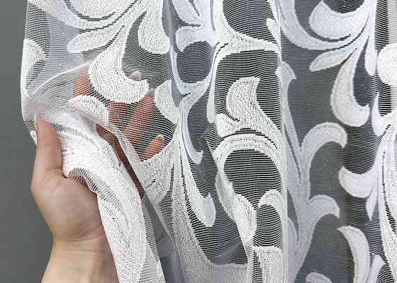 Тюль VR-Textil 1599т Жакард Висотою 120 см Білий 250х120 см (40-254) Київ