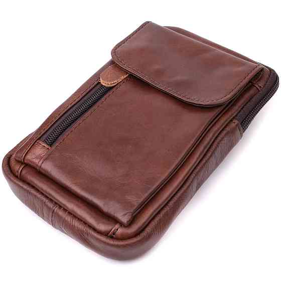 Відмінна чоловіча сумка на пояс із натуральної шкіри Vintage 22564 Коричневий Київ