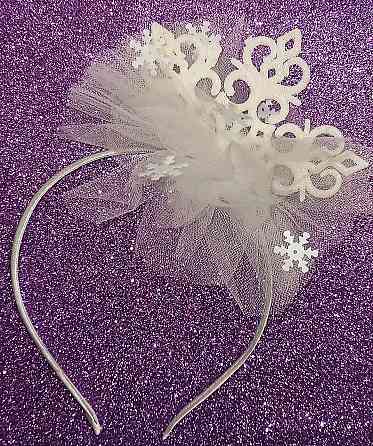 Новогодний обруч снежинка белая с фатином новогодний one size ручная работа белый Киев