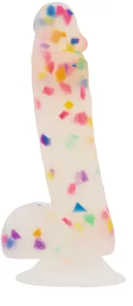 Фалоімітатор з конфетті ADDICTION - PARTY MARTY 7.5″ - FROST & CONFETTI, 19 см, силікон Львів