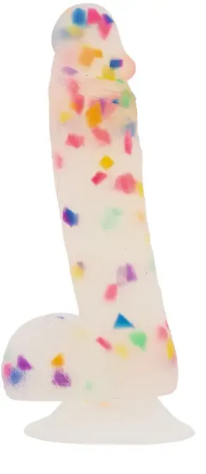 Фалоімітатор з конфетті ADDICTION - PARTY MARTY 7.5″ - FROST & CONFETTI, 19 см, силікон Львів - фото 2