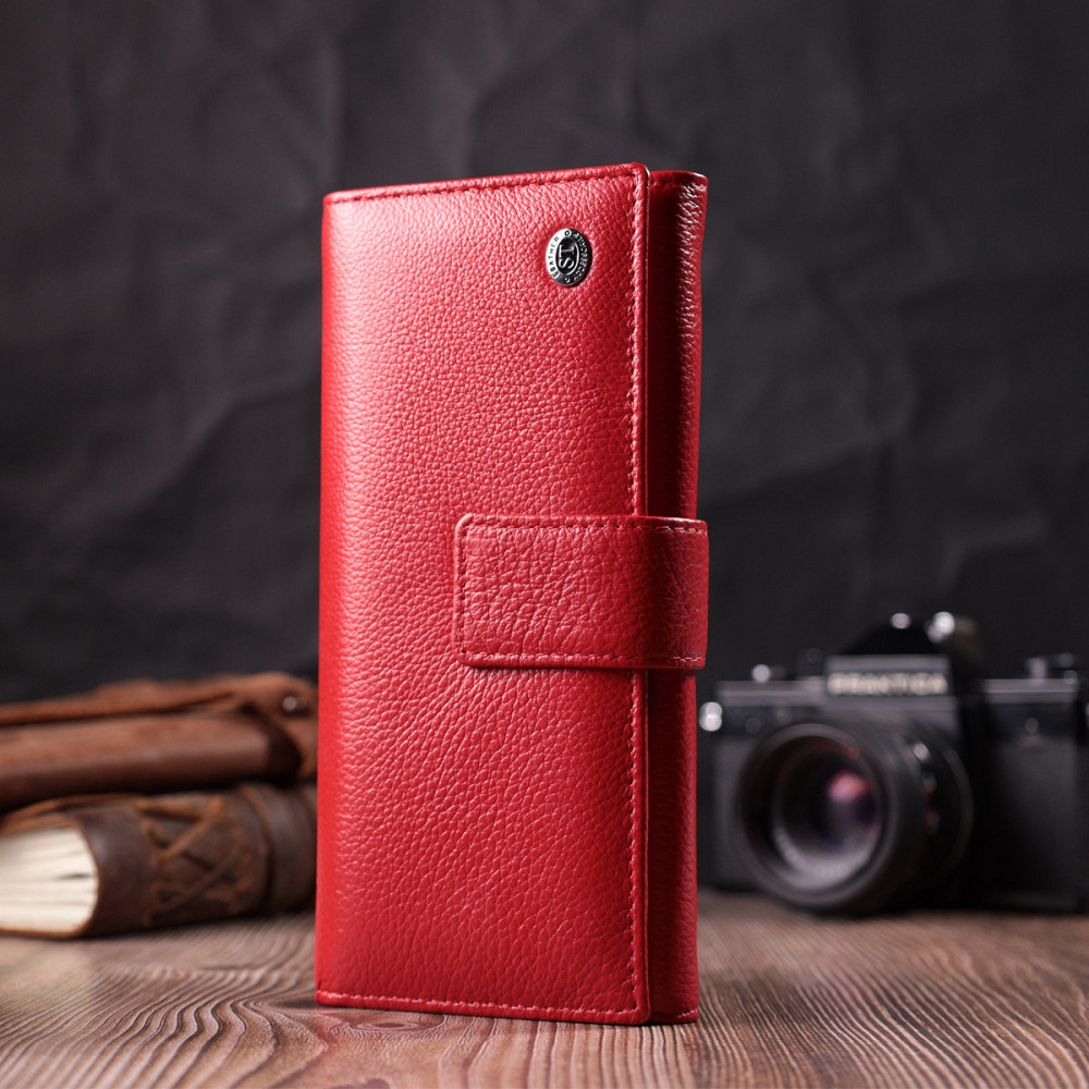 Женский кошелек на четыре отделения для купюр из натуральной кожи ST Leather 22549 Красный Киев - изображение 9