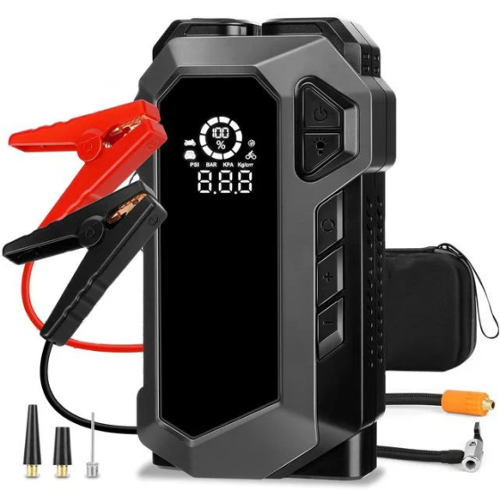 Пускозарядний пристрій Jump Starter 4 в 1 10000 мА·год ART9556 (компресор, повербанк, ліхтарик) Чорний Вінниця