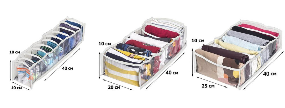 Набор прозрачных органайзеров для нижнего белья 3 шт pvh-3w-white (Белый) Сумы - изображение 4