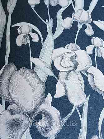 Шпалери флізелінові Decoprint Elisir EL21026 квіти рожеві листки зелені на чорному однотоне Київ