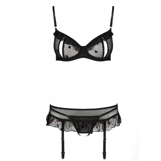 Сексуальний комплект з поясом для панчіх Passion LOVELIA SET XXL/XXXL, black Львів