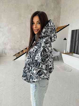 Женская стильная оверсайз худи с долларами трехнитка на флисе Одесса