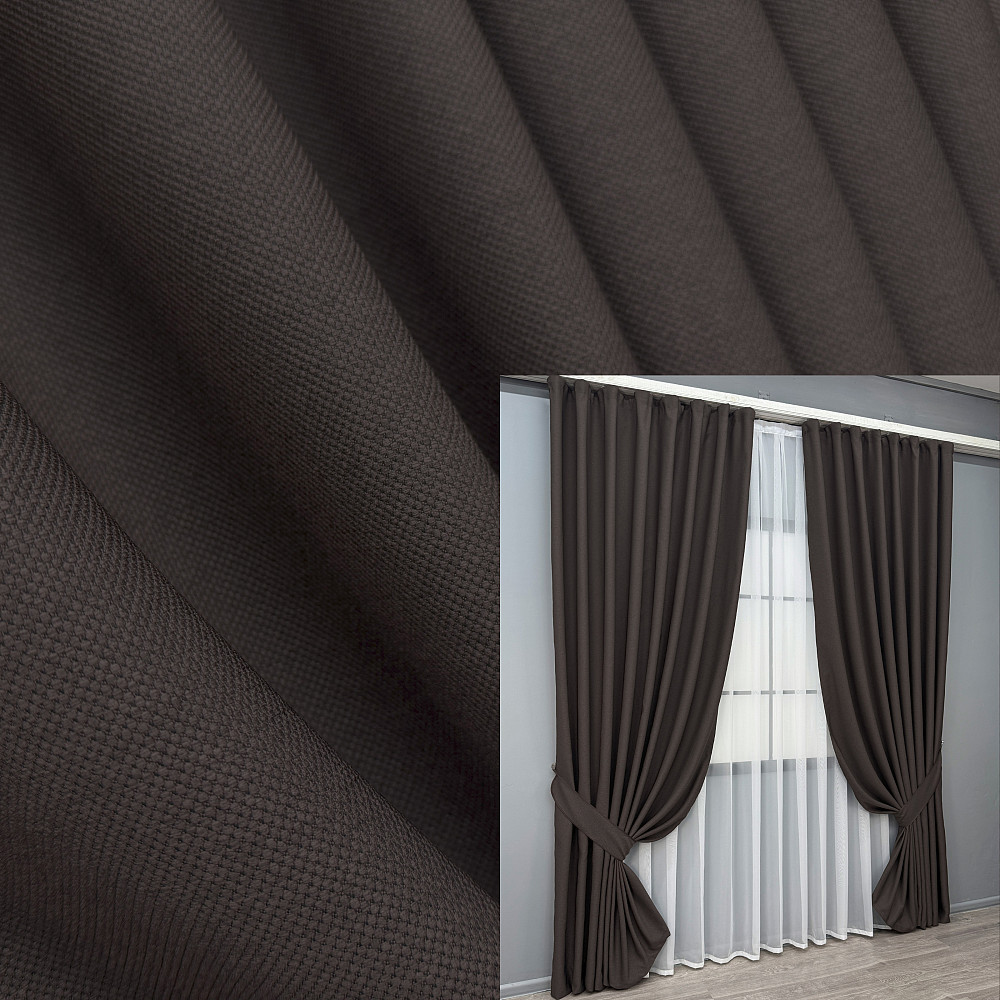 Комплект готовых штор VR-Textil Рогожка TERRA LUXE № 2066ш Венге 200х270 см 2 шт (32-465) Киев - изображение 1
