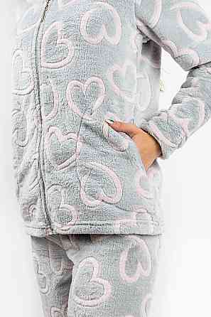 Домашній теплий костюм жіночий сірий "Серце" без капюшона топ 52-54 Крохатушка одяг Київ