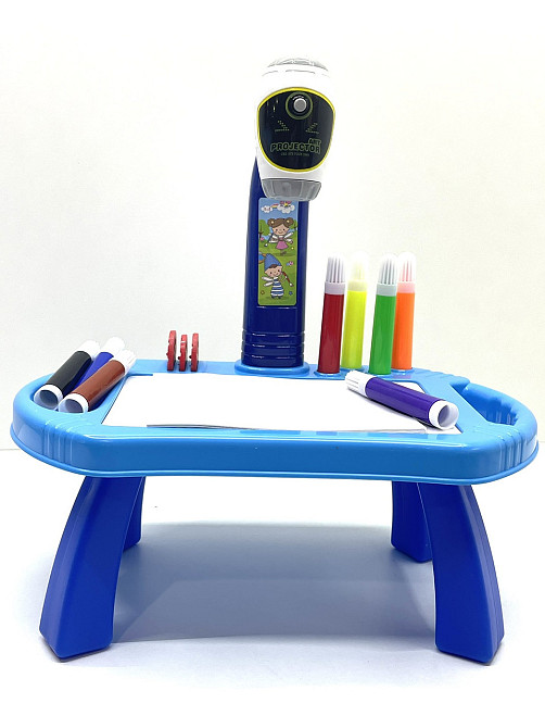 Столик для малювання з проектором 4 диски з картинками фломастери 8 штук Блакитний (22088-17AB) Чернигов - изображение 7