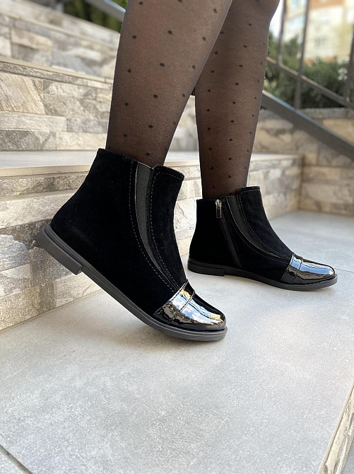 Maxi Жіночі черевики Maxi чорні замша+лак весна-осінь 36р.-23.5см 37р.-24см 38р.-25см 40р.-26см Коломыя - изображение 7