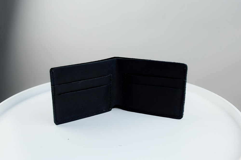 Чоловічий гаманець-біфолд із натуральної шкіри Crazy Horse SH022 (Чорний) Суми - фото 2