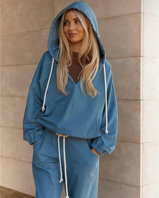 Женский стильный повседневный костюм двухнитка Джинс, 48/52 Одесса - изображение 4