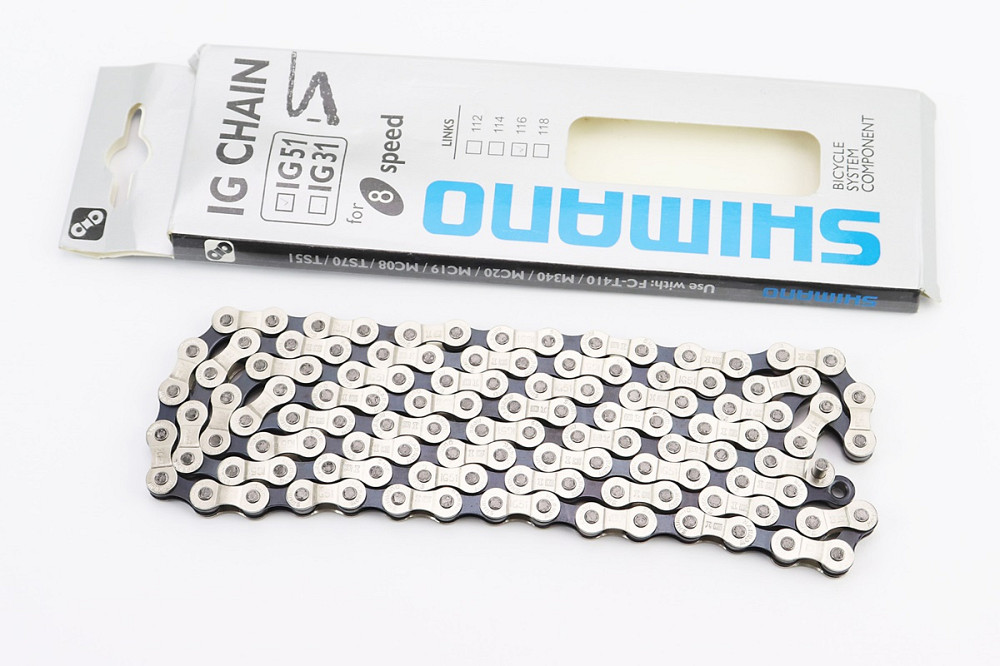 Ланцюг приводний 1/2х3/32х116L 7/8 швидкостей, сріблясто-чорний IG 51, НЕ оригінал Київ - фото 1