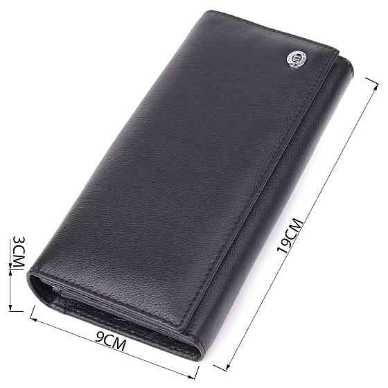 Солідний жіночий гаманець із натуральної шкіри ST Leather 23088 Чорний Київ