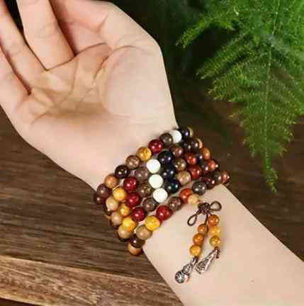 Браслет Малая из 108 деревянных бусин – сандаловое дерево 8 мм, четки для медитации Киев