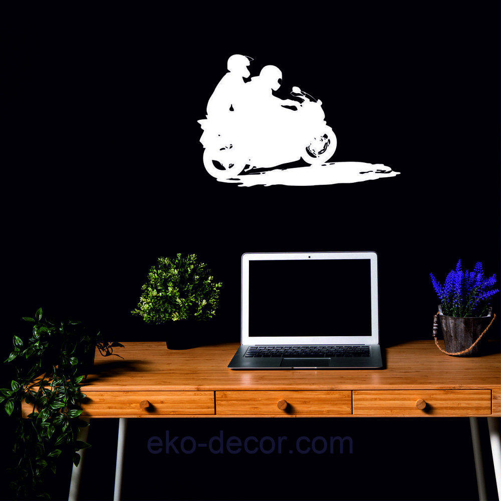 Декоративное настенное Панно «Мотоцыкл с коляской» Декор на стену 90*58 см, Белый Киев - изображение 4