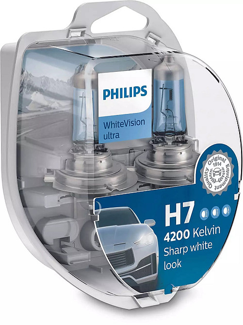Комплект галогенових ламп PHILIPS H7 12972WVUSM WhiteVision Ultra +60% 4200K 55W 12V PX26d (2 шт) Харків - фото 1