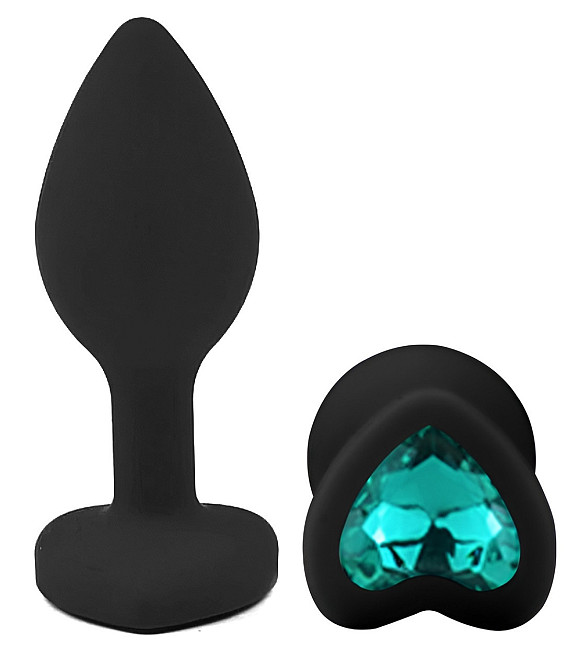 Силиконовая анальная пробка EGZO - Silicone Black Heart Plug Marine, size S Sex Aura Киев - изображение 2