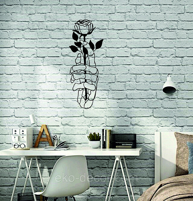 Декоративне настінне Панно «Рука з трояндою» Декор на стіну 90*34 см, Чорний Київ - фото 10