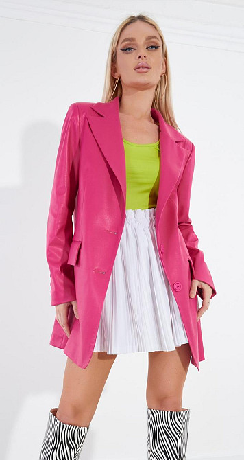 Подовжений шкіряний піджак (42) Київ - фото 7