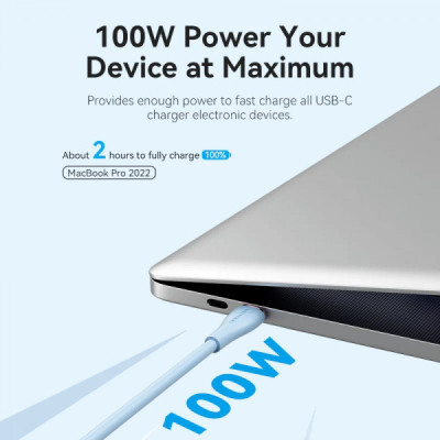 Дата кабель USB-C to 2xUSB-C 1.5m 5.0A Silicone Type Blue Vention (CTMSG) Винница - изображение 3