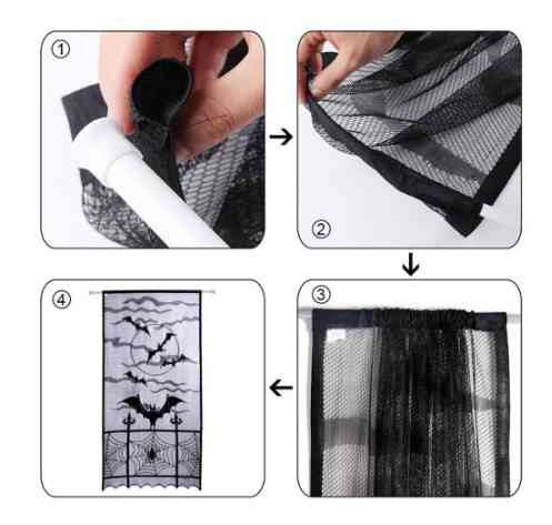 Декор для Хелловін штора Кажани 1 штука 213 на 116 см чорний Київ